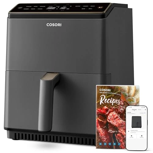 Offerta a tempo: COSORI Friggitrice ad Aria, Air Fryer 6,4 Litri, Forno Elettrico, Doppia Resistenza, Connessione Wifi, 11 Funzioni Preimpostate, Libro&APP Ricette, 1700W, P585S Grigio Scuro - 14% da 159.99 € a 137.99 €