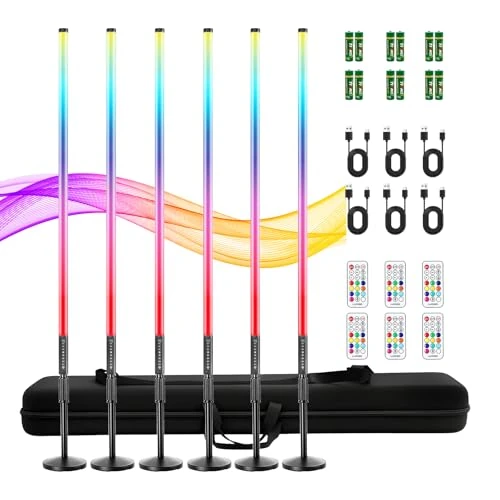 Offerta a tempo: 6 luci video a LED portatile da 120cm con treppiede, 2,4 G, luce per fotografia a LED, dimmerabile e modalità musica, batteria da 5000 mAh, Tubo luminoso RGB per YouTube,streaming di giochi,feste,bar - 0.00% da 359.99 € a 359.99 €