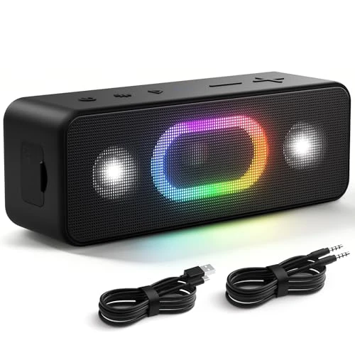 Ortizan Enceinte Bluetooth Puissante, Enceinte Portable Bluetooth 5.3, sans Fil avec Basses Puissantes, 24 Heures, Son Surround à 360 degrés, Appairage TWS, IPX6 AUX Porté de 20 m pour Fêtes Extérieur