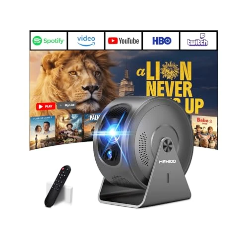 Ulepszony mini projektor 2026 z obsługą 4K 1080P i automatycznym ustawianiem ostrości/zniekształceniami trapezowymi, przenośny projektor z WiFi 6 i Bluetooth 5.4 z - szary