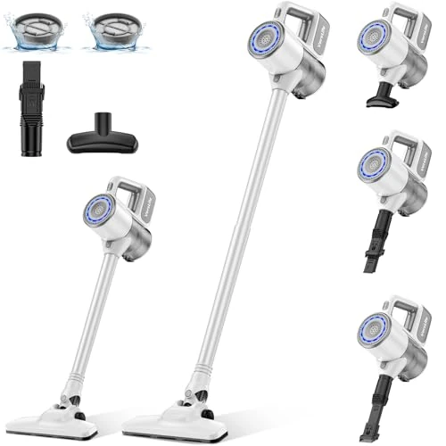 VersLife Aspirateur Balai sans Fil S6PRO, Aspirateur sans Fil Puissant 30Kpa avec 30 Min d'Autonomie, 4 en 1 Aspirateur Balai sans Sac pour Les Poils d’Animaux, Tapis, Sols