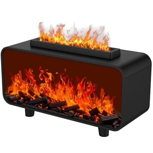 Hianjoo Essential Oil Diffuser, 200ml Aromatherapy Diffuser with Flame Effect, Ultrasonic Aromatherapy Aroma Diffuser with 7 LED Night Light for Spa, Yoga, Bedroom (Black)