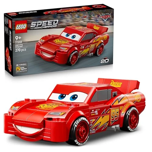LEGO Speed Champions Lightning McQueen Race Car Toy - Collectible Model Kit w/a Detailed Undercarriage - Disney Gift for 9+ Year Old Boys, Girls & Pixar Cars Movie Fans - 77255