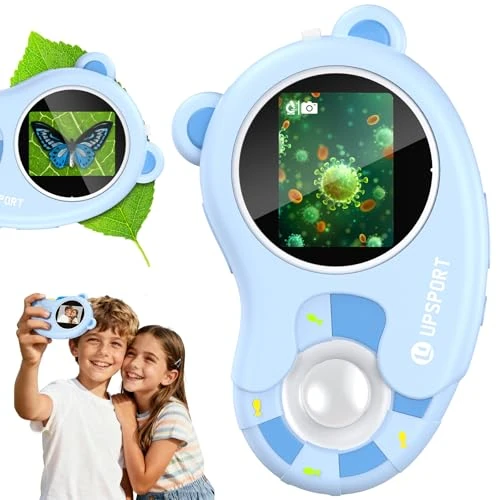 UPSPORT 2-in-1 Microscope and Camera for Kids, 1000X Portable Handheld Digital Microscope, HD 2'' Screen, Education Toys for Age 3-12 Girls Boys