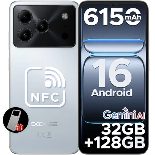 DOOGEE Note 56 Pro Smartphone Android 16, 32 GB + 128 GB/TF 2 TB Handy, 6,56 Zoll HD+ 90 Hz Handys, 6150 mAh Octa-Core Handys, 13 MP + 8 MP/Face ID/4G Dual SIM/Widevine L1/OTG/Typ C/NFC/3,5 mm Jack