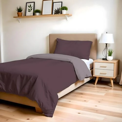Offerta a tempo: Copripiumino Singolo, Tinta Unita DoubleFace, Parure Copripiumino ZOE, con Sacco Piumone 150x200cm con patella 50cm + federa 50x80cm VINACEO/ROSA ANTICO - 0.00% da 25.99 € a 25.99 €