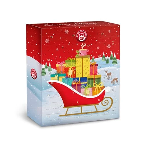 Offerta a tempo: Pompadour Calendario d'Avvento, Infusi e Tisane Assortite, 25 Bustine, Ideali per le Fredde Sere di Inverno, Senza Lattosio, Senza Glutine e Allergeni, Vegan - 26% da 18.82 € a 13.99 €