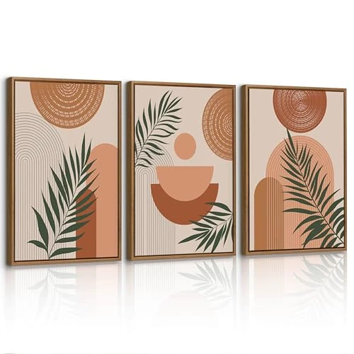 Offerta a tempo: 3 Pcs Quadri Moderni Boho Terracotta Pianta Stampa Su Tela Con Cornice Quadro Astratto Estetica Geometria Linee Pittura su tela poster da parete Decorazione Murale Soggiorno Camera da letto 40x60cmx3 - 0.00% da 59.99 € a 59.99 €