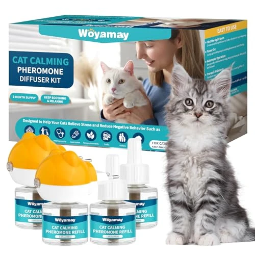 Offerta a tempo: Woyamay Diffusore Feromoni per Gatti con 2 Diffusori + 4 Ricariche 48 ml, Calmante eTranguillante per Gatti, Antistress Gatto Fino a 120 Giorni - 0% da 32.99 € a 32.99 €