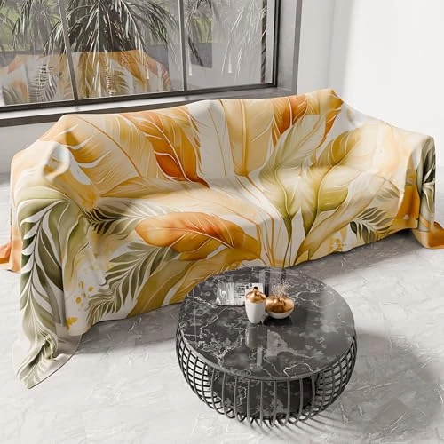 PETTI Artigiani Italia Bankovertrek van microvezel, 400 x 270 cm, palmpatroon, olijf, multifunctionele bankhoes, wasbaar