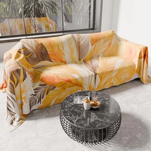 Oferta limitowana: PETTI Artigiani Italiani Narzuta na sofę z mikrofibry 500 x 270 cm, żółta palma, uniwersalny na sofę, narzuty i nakrycie stołu, zmywalne pokrowce na sofę z 428.36 zł na 144.53 zł (oszczędź 66.26%)