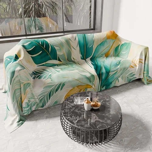 Offerta a tempo: PETTI Artigiani Italiani - Telo Arredo Copridivano Copritutto in Microfibra 500x270 cm, Fantasia Palma Ottanio | Multiuso per Divani, Copriletto e Copritavolo | Telo Protettivo Lavabile - 30% da 69.90 € a 48.92 €