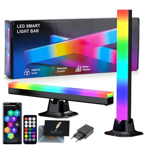 Tijdelijke aanbieding: KIMIGO Slimme LED RGB Lightbar, 2 stuks 32cm Gaming Accessoire TV Achtergrondverlichting, Muzieksynchronisatie met APP en Afstandsbediening, voor Bureau, TV, Monitor, Kamer (met Netadapter en Kaart) van 15.99 EUR naar 15.99 EUR (korting 0%)