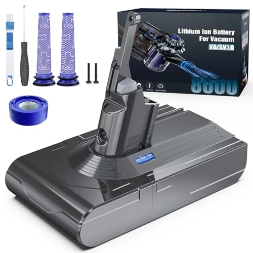 Zeitlich begrenztes Angebot: Morpilot V8 Akku 8000mAh, Ersatzakku für Dyson Absolute Animal Motorhead Exclusive Staubsauger Fluffy mit 3 Filtern von 46.99 € auf 46.99 € (0.00% Rabatt)