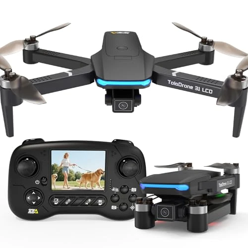 Offre limitee: Toladrone Drone avec Écran LCD, Drone avec Camera 4K pour Débutants, Moteur sans Balais, Mode sans Tête, 3 Modes de Vitesse, Quadricoptère RC Pliable pour Adultes, Drones TD31LCD de 79.99 EUR a 64.99 EUR (economie 19%)