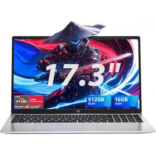 ACEMAGIC Notebook 17.3 Pollici Con 4 nuclei Processore 4300U,Fino a 3,7GHz,5500Mah,Pc Portatile 16 GB RAM DDR4 512 GB SSD,Grafica Radeon™,Wi-Fi 5,BT5.0,3*USB 3.2,HDMI,Privacy Cam,Argento