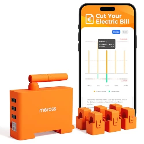 Offerta a tempo: Meross EM06P Misuratore di Energia Trifase, Contatore di energia WiFi 6 Canali intelligente Smart Meter per Pannelli Solari, Fotovoltaico, Home Assistant, Zero Immissione, Cloud Gratuito - 31% da 94.99 € a 65.54 €