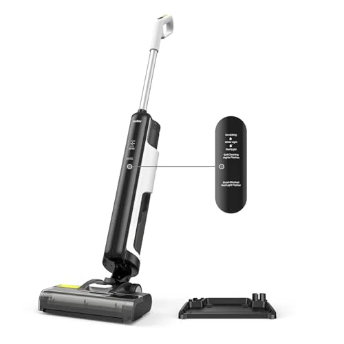 Vozascly W12SE Dweilstofzuiger, intelligente draadloze dweilstofzuiger, anti-haarwikkeling, elektrolytische desinfectie, 1,15 l dubbele container