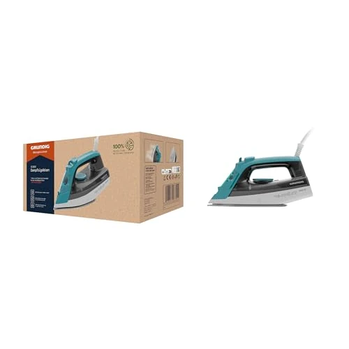 Offerta a tempo: GRUNDIG SI 3550 - Ferro da stiro a vapore, 2400 W, 120 g/min, potenza vapore 25 g/min, suola in ceramica, serbatoio acqua da 220 ml, tecnologia anti-calcare, colore: Bianco/Turchese - 0.00% da 41.00 € a 41.00 €
