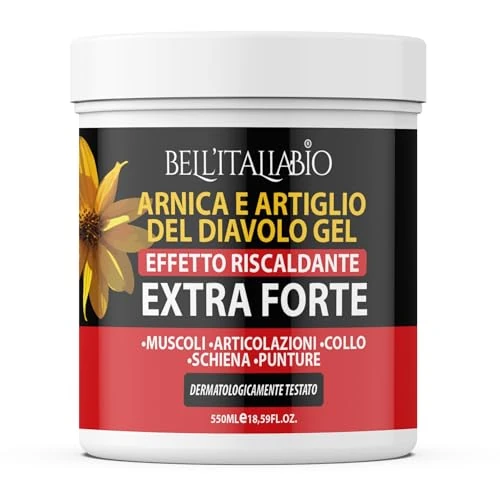 Offerta a tempo: Bell’Italia Bio Arnica E Artiglio Del Diavolo Gel Extra Forte 550ml Scalda Muscoli Sportivi Uomo e Donna Arnica Gel Forte per Disturbi Articolari, Muscolari e Collo Made In Italy - 47% da 22.49 € a 11.83 €