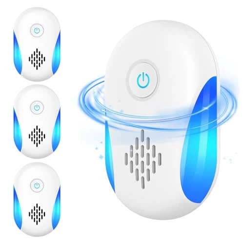 Yowrepu Ultrasuoni per Topi da Interno 4 Pack - Repellente Dissuasore Topi Ultrasuoni Professionale - Anti Insetti, Zanzare, Scarafaggi, Ratti, Formiche, Ragni - Non Tossico, Sicuro e Silenzioso