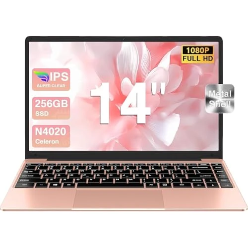 bvate 2025 laptop 14-calowy notebook Win 11 256 GB obsługuje rozszerzenie 1 TB SSD 2,4G + 5G 1080P z myszą bezprzewodową i silikonową klawiaturą z klawiaturą (włoski) - różowe złoto-FXJ