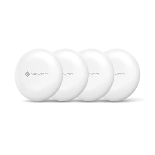 NOVOO Air Smart Tracker Tag per Apple & Google Find My, Mini Localizzatore Bluetooth con Allarme Forte 80dB, Batteria Sostituibile, Etichetta Localizzatore per Chiavi/Passaporto/Valigie/Bagni, 4 PCS