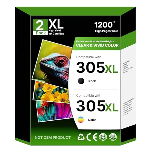 NewLift 305 305 XL Druckerpatronen für HP 305XL Kompatibel mit HP Deskjet 2820e Patronen 4220e 2810e 2720e 2800e für Envy 6000 6020e 6032e 6420e 6032e 6020(Schwarz, Farbe 2-Pack)