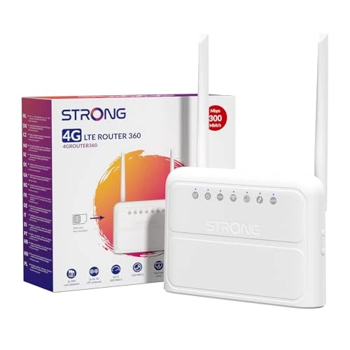 Strong Router N300 Mbps WiFi 4G, sieć 4G Cat4 LTE, Fix External Antennas, router 4G z gniazdem SIM, portami LAN 100 Mbps, router karty SIM, router mobilny WiFi, Plug and Play, Secure Network