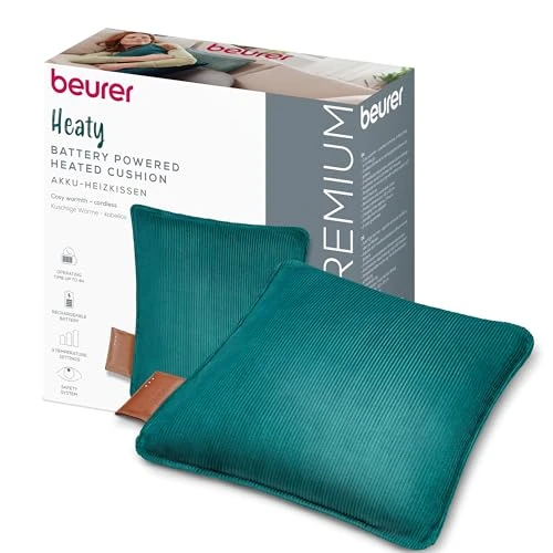 Offerta a tempo: Beurer Heaty Termoforo, termoforo senza fili con batteria, con spegnimento automatico e 3 livelli di temperatura, con riscaldamento rapido, morbido velluto a coste, verde scuro - 40% da 99.99 € a 59.99 €