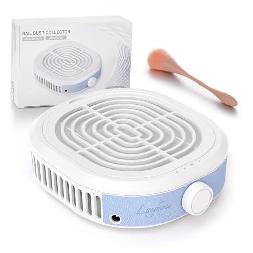 Layhou Aspirador de uñas profesional, 80W, 3 velocidades de potencia de succión ajustable, aspirador uñas con filtro y 10 telas no tejidas de algodón, para salón de uñas y hogar, Doble voltaje