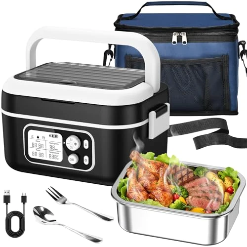 Limitiertes Angebot: RWSRW Elektrische Lunchbox 100W, Electric Lunch Box 1,5L Heat Box Isolierte Wärmebox automatischer Aufheizfunktion mit Isoliertasche, Gabel & Löffel und herausnehmbarer Trennplatte von 129.99 EUR auf 89.99 EUR (Spare 31%)