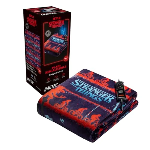 Tijdelijke aanbieding: Imetec - CaldoPlaid Stranger Things XL, verwarmbaar, 180 x 140 cm - Fluweel, zacht, thermochroom, 6 temperaturen, laag verbruik - Run! van 118.79 EUR naar 118.79 EUR (korting 0%)