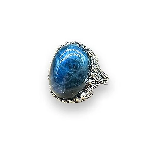 Generico Anello REGOLABILE in pietra dura naturale cristalloterapia energia minerali (LABRADORITE BLU FIORE)