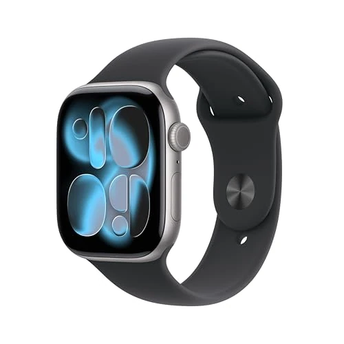 Apple Watch Series 11 GPS, Cassa 46 mm in alluminio grigio siderale con Cinturino Sport nero - M/L