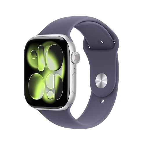 Offerta a tempo: Apple Watch Series 11 GPS, Cassa 46 mm in alluminio color argento con Cinturino Sport viola nebbia - S/M - 20% da 489.00 € a 388.99 €