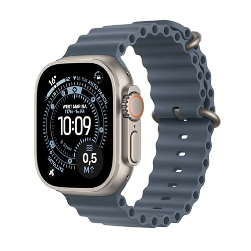 Offerta a tempo: Apple Watch Ultra 3 GPS + Cellular, Cassa 49 mm in titanio naturale con Cinturino Ocean blu salmastro - 12% da 909.00 € a 798.50 €