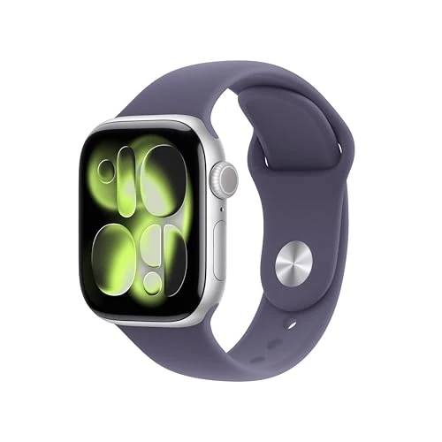 Apple Watch Series 11 GPS con Caja de Aluminio en Plata de 42 mm y Correa Deportiva Color Niebla-Talla S/M.Calidad del Sueño,monitores de entreno y Salud,Pantalla Siempre Activa, Resistencia al Agua