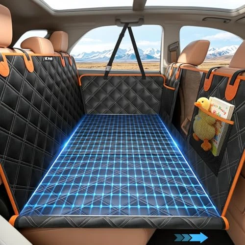 Offerta a tempo: KYG Coprisedile per Cani Con Fondo Rigido, Estensore per Sedile Posteriore, Resistente, Antigraffio e Impermeabile, Telo per Auto e SUV Nero Arancione 132×62×40cm - 0.00% da 59.99 € a 59.99 €