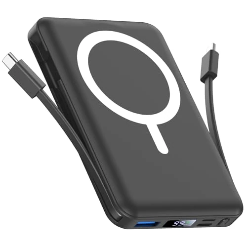 Offerta a tempo: Vexnara per Magsafe Powerbank 10000mAh, Caricatore Portatile Magnetico Wireless 20W, Ricarica Rapida con Display LED e cavo di ricarica USB-Cper iPhone 17/16/15/14/13/12 Pro/Pro Max/Plus(Nero) - 26% da 35.99 € a 26.59 €