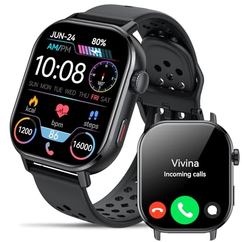 Offerta a tempo: Jugeman Orologio Smartwatch GPS Uomo Donna, 2.06" AMOLED 5ATM Smartwatch con Chiamate, 110+Modalità Smart Watch con Contapassi/Sonno/Cardiofrequenzimetro, Sportivo Fitness Tracker per iOS Androd Nero - 63% da 129.99 € a 47.49 €