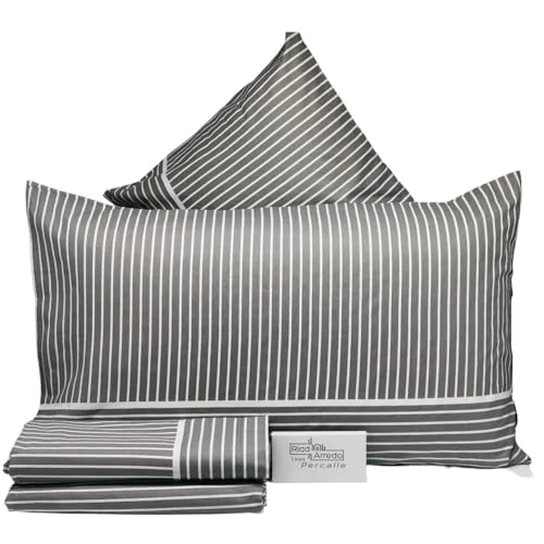 Limited offer: Riad Arredo Complete Bed Set in 100% Cotton Soft Hand Percale – Complete Bedding Set with Elastic | Top Sheets | Pillowcases (Capri Taupe, French) from 44.90 EUR to 35.92 EUR (save 20%)