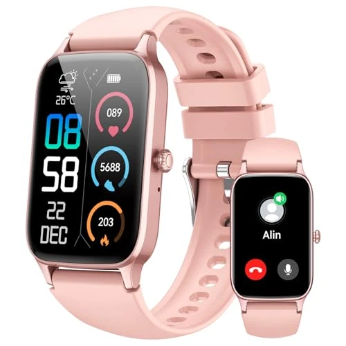 Smart Watch Woman Man with Bluetooth Calls, 110+ Sports Modes Smartwatch, 1.57" Sleep Monitor/Pedometer/SpO2/Heart Rate Monitor Activity Bracelet, Waterproof IP68 for Android iOS, Pink