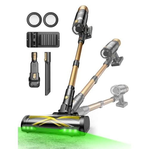 Offre limitee: Ultenic Aspirateur Balai sans Fil, 50Kpa/65Min Aspirateur sans Fil Puissant, Tige Télescopique Réglable, Design Autoportant, GreenEye Détection, Idéal pour Sols Durs, Poils d'animaux de 199.99 EUR a 113.99 EUR (economie 43%)