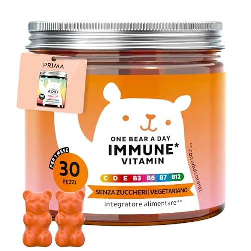 Tijdelijke aanbieding: One Bear A Day Immun Vitamin Gummies – Vitamine D, E, C, B6, B12, Niacine, Biotine, Propolis-extract – 30 stuks (1 maand), Vegetarisch, Suikervrij, Bears with Benefits van 19.86 EUR naar 16.68 EUR (korting 16%)