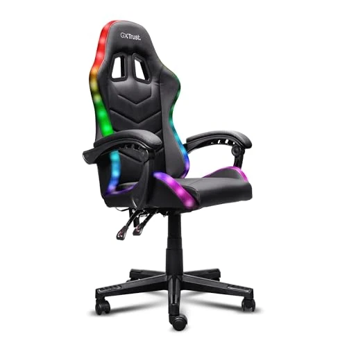 Offerta a tempo: GXTrust 704 Roniq Sedia da Gaming RGB con 178 Colori ed Effetti, Poltrona per Ufficio con Luci a LED, Regolabile in Altezza, Reclinabile, Videogiochi, Nero - 0.00% da 139.00 € a 139.00 €