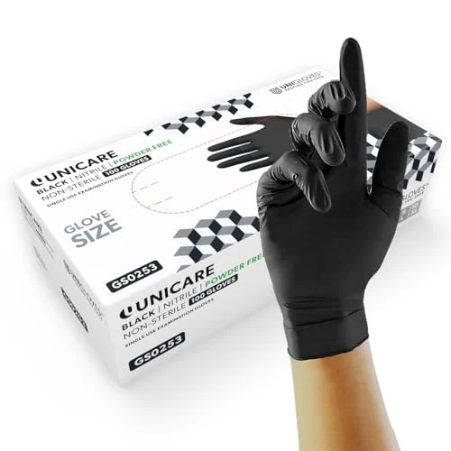 Offerta a tempo: Unigloves Unicare GS0251 Guanti Neri in Nitrile -Guanti Monouso, Senza Polvere, Privi di Lattice, Adatto per Uso Medico e Alimentare, Ambidestri, Usa e Getta,Resistenti agli Agenti Chimici,Taglia XS - 0.00% da 7.99 € a 7.99 €