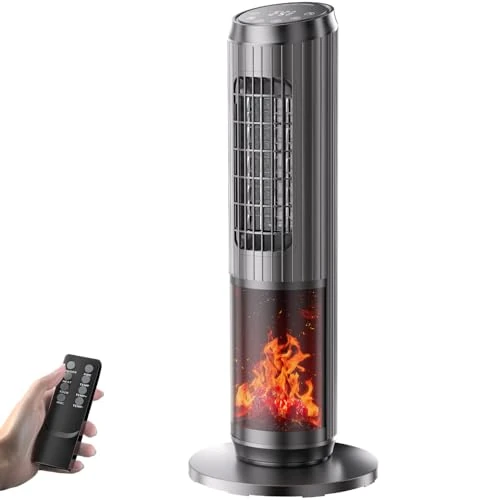 Dolaso Calefactor Bajo Consumo Torre Calentador Cerámico 2000W con Termostato, Mando, Oscilante, 3 Modos, ECO, Temporizador 1-8H para Sala Grande, Salon, Oficina