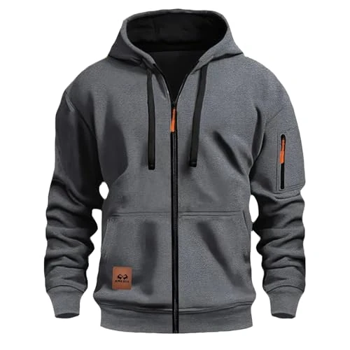 HAOLEI Felpe con Cappuccio E Zip Uomo Felpe con Tasche e Polsini Elastici Leggera e Funzionale Maglia Semplice Classici Maglie Casual Pullover Sportiva Hoodie Autunno e Inverno S-3XL