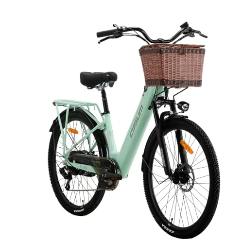 Offerta a tempo: cysum X-City Bici Elettrica per adulti, 26'' city bicicletta elettrica donna uomo, batteria al litio 48 V 10,4 Ah, motore 250 W, 25 km/h, urbano commuting (verde-1) - 5% da 799.00 € a 759.05 €